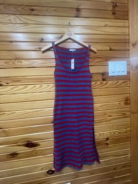 Anthropologie Striped Knit Midi Dress in Red and Blue